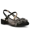 Betsey Johnson Little And Big Girls Sofya Mesh Flats With Flowers In Black