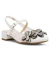Betsey Johnson Kids' Little And Big Girls Sofya Mesh Flats With Flowers In Ivory