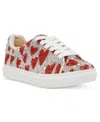 Betsey Johnson Kids' Little Girls Sidny Rhinestone Sneakers In Heart