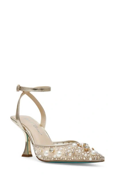 Betsey Johnson Livv Embellished Pointed Toe Pump In Gold