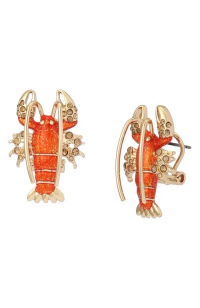 Betsey Johnson Lobster Stud Earrings In Gold