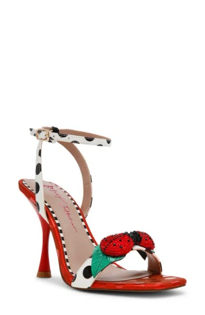 Betsey Johnson Lolla Ankle Strap Sandal In Red