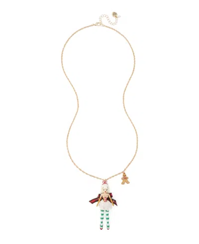 Betsey Johnson Long Gold-tone Holiday Baking Pendant Necklace