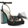 Betsey Johnson Womens Embellished Manmade Block Heels In Black