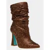 Betsey Johnson Mac Boots Women Us 7.5 Brown Rhinestone Pull On Bootie Khd2618 (brown,7.5)