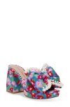 Betsey Johnson Women's Maccie Beaded Bow Platform Dress Sandals In Blue Multi