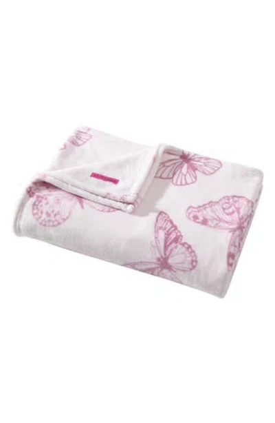 Betsey Johnson Malachite Butterfly Throw Blanket In Pink