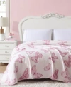 Betsey Johnson Malachite Butterfly Ultra Soft Plush Fleece Blanket In Light Pink,sea Pink