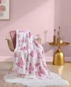 Betsey Johnson Malachite Butterfly Ultra Soft Plush Fleece Throw, 70" X 50" In Light Pink,sea Pink