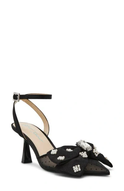 Betsey Johnson Mark Ankle Strap Mesh Pump In Black