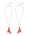 Betsey Johnson Mermaid Jewels Lobster Friendship Necklace Set In Red,gold