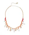 Betsey Johnson Mermaid Jewels Seashell Cultivated Pearl Coral Bib Necklace In Multi,gold