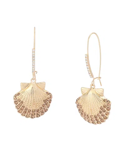 Betsey Johnson Mermaid Jewels Seashell Dangle Earrings In Gold