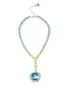 Betsey Johnson Mermaid Jewels Seaweed Stone Gem Tennis Necklace In Blue,gold