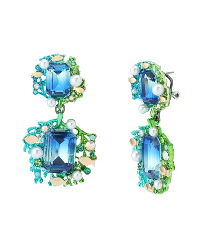 Betsey Johnson Mermaid Jewels Seaweed Stone Statement Earrings In Blue,gold