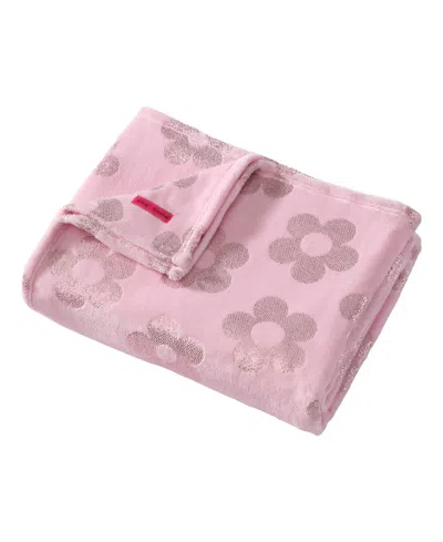 Betsey Johnson Micro Flannel Fleece Printed Blanket, 70" X 50" In Pink