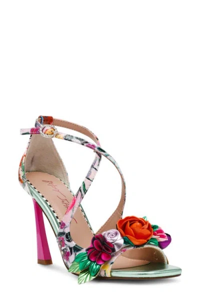 Betsey Johnson Mikah Ankle Strap Sandal In Pale Pink Floral