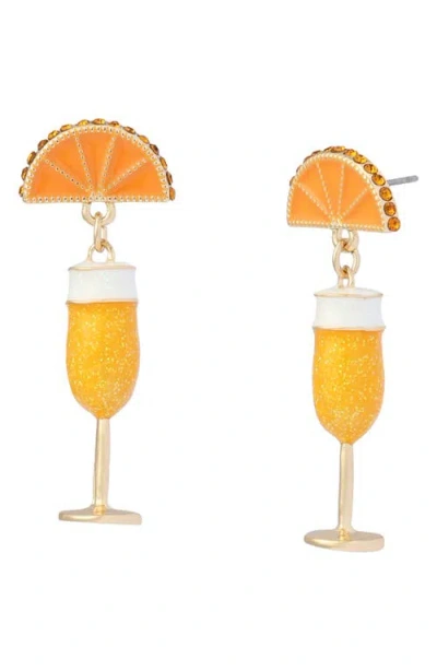 Betsey Johnson Mimosa Drop Earrings In Orange