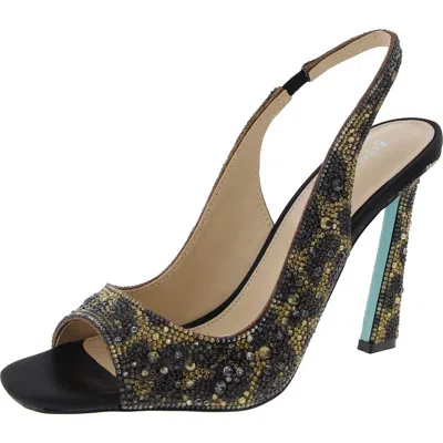 Betsey Johnson Mina Womens Faux Leather Peep-toe Slingback Heels In Multi