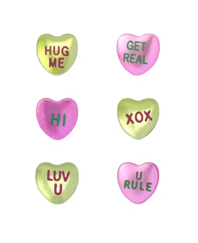 Betsey Johnson Multi-colored Sweetheart 6-piece Stud Earring Set