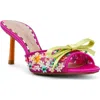 Betsey Johnson Naddia Fuchsia Multi Sequin High Heel Slide Sandals In Fuchsia Multi