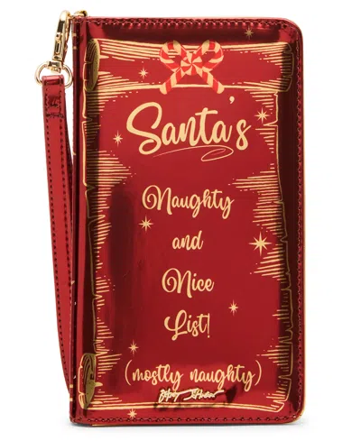 Betsey Johnson Naughty List Bifold Wristlet In Red