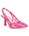 Betsey Johnson Nikki Embroidered Slingback Evening Pumps In Fuchsia