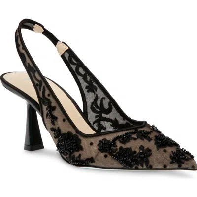 Betsey Johnson Women's Nikki Embroidered Slingback Evening Pumps In Black