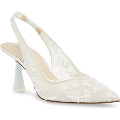 Betsey Johnson Women's Nikki Embroidered Slingback Evening Pumps In Ivory
