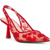 Betsey Johnson Nikki Womens Cushioned Footbed Laceless Slingback Heels In Red
