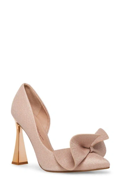 Betsey Johnson Women's Nobble Structured Bow Slip-on Pumps In Champagne Sparkle