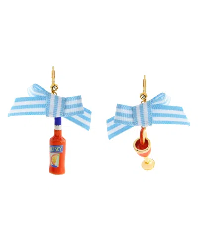 Betsey Johnson Orange Girl Dinner Betsey Spritz Drop Earrings In Blue