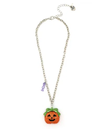 Betsey Johnson Orange Pumpkin Pendant Necklace
