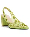 Betsey Johnson Sb-page Citron Floral Embroidered Mesh Slingback Pumps In Citron