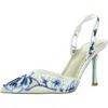 Betsey Johnson Patch Womens Slip On Pointed Toe Slingback Sandals In Blue