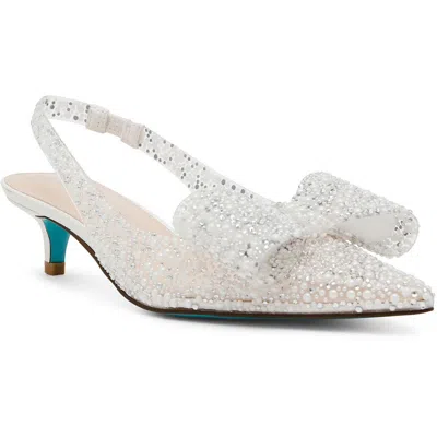 Betsey Johnson Patti Womens Embellished Vinyl Slingback Heels In White