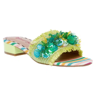 Betsey Johnson Peyten Womens Embellished Slip On Slide Sandals In Green