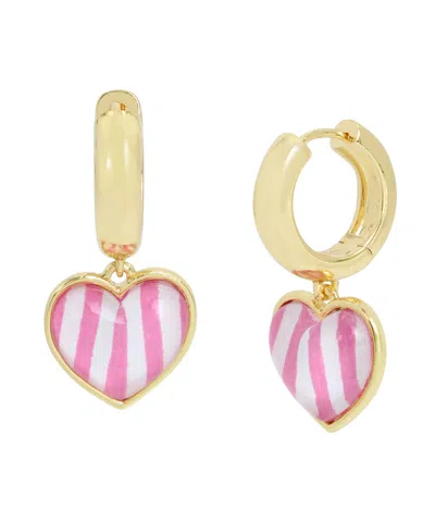 Betsey Johnson Pink Heart Charm Huggie Earrings
