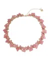 Betsey Johnson Pink Stone Sweetheart Butterfly Collar Necklace In Pink,gold