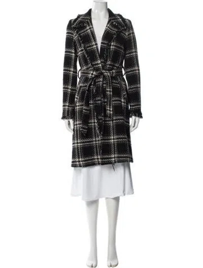 Pre-owned Betsey Johnson Plaid Print Coat In Black