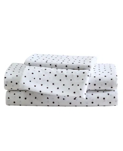 Betsey Johnson Polka Dot Heart Printed Microfiber 4-pc. Sheet Set, Full In Multi