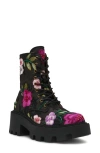 Betsey Johnson Women's Polli Embroidered Mesh Combat Boots In Multi