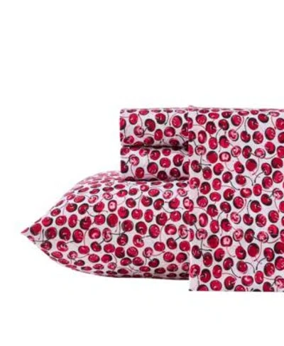 Betsey Johnson Pop Art Cherry Microfiber Sheet Set In Pink