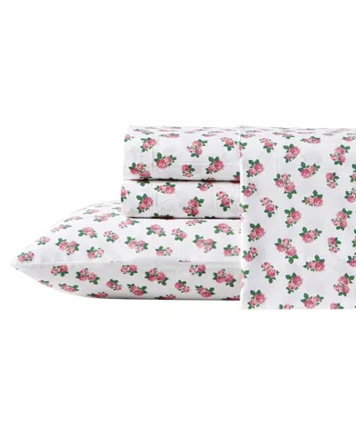 Betsey Johnson Printed Cotton Percale 4 Pc. Sheet Set, Full In Teeny Roses