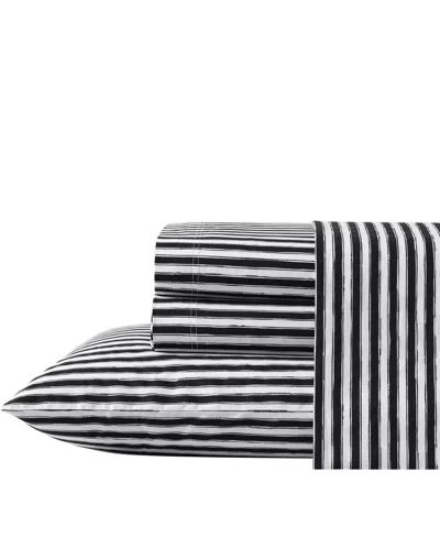 Betsey Johnson Printed Cotton Percale 4-pc. Sheet Set, Queen In Sketchy Stripe