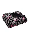 Betsey Johnson Printed Faux Rabbit Fur Blanket, 70" X 50" In Black