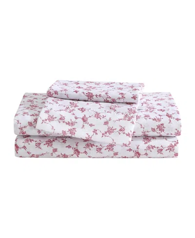Betsey Johnson Printed Microfiber 3 Piece Sheet Set, Twin In Floral Toile
