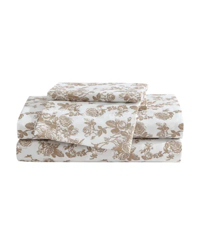 Betsey Johnson Printed Microfiber 3 Piece Sheet Set, Twin In Garden Toile