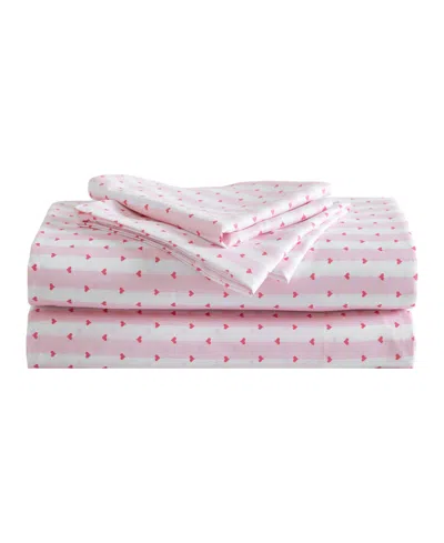 Betsey Johnson Printed Microfiber 3 Piece Sheet Set, Twin Xl In Wonderland Stripe