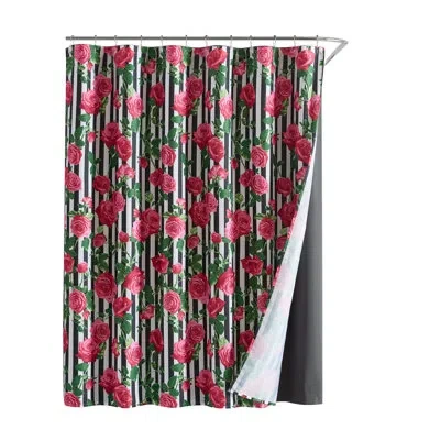 Betsey Johnson Printed Shower Curtain And Hooks Set In Multi